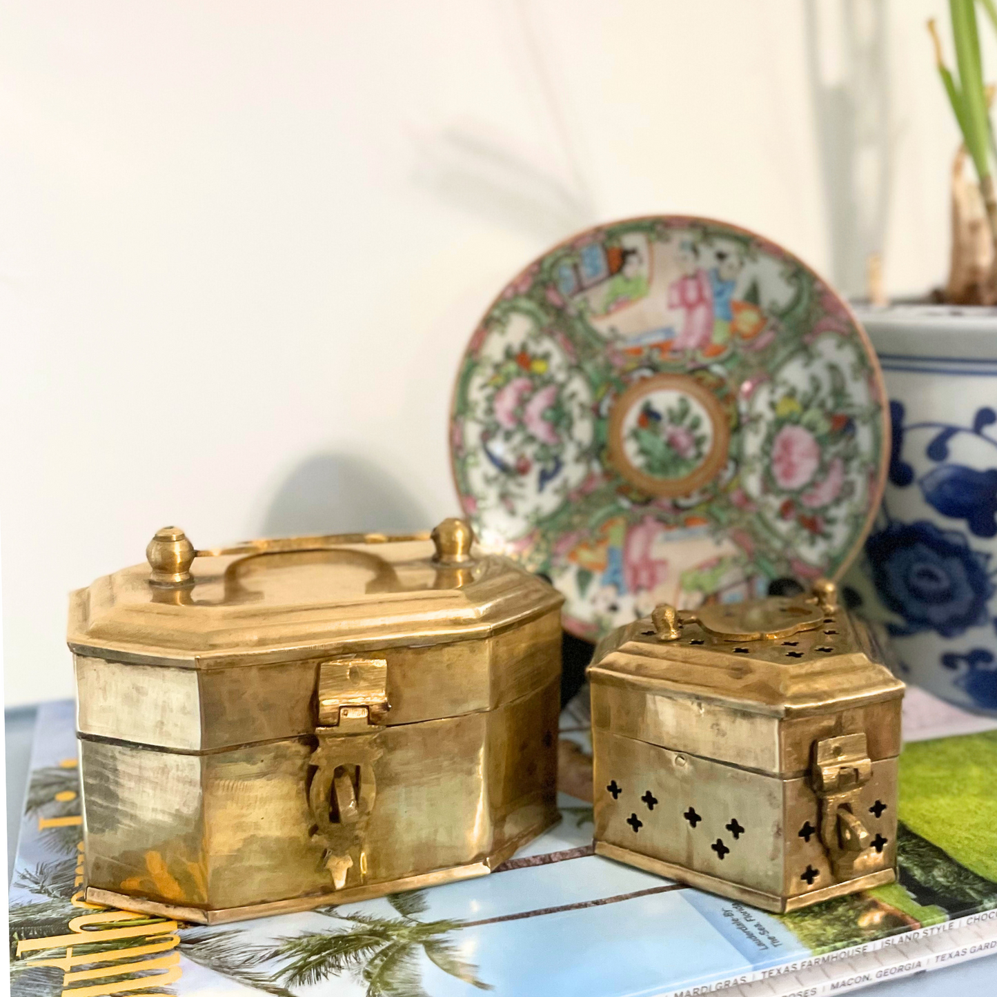 Brass Trinket Box - Octagon