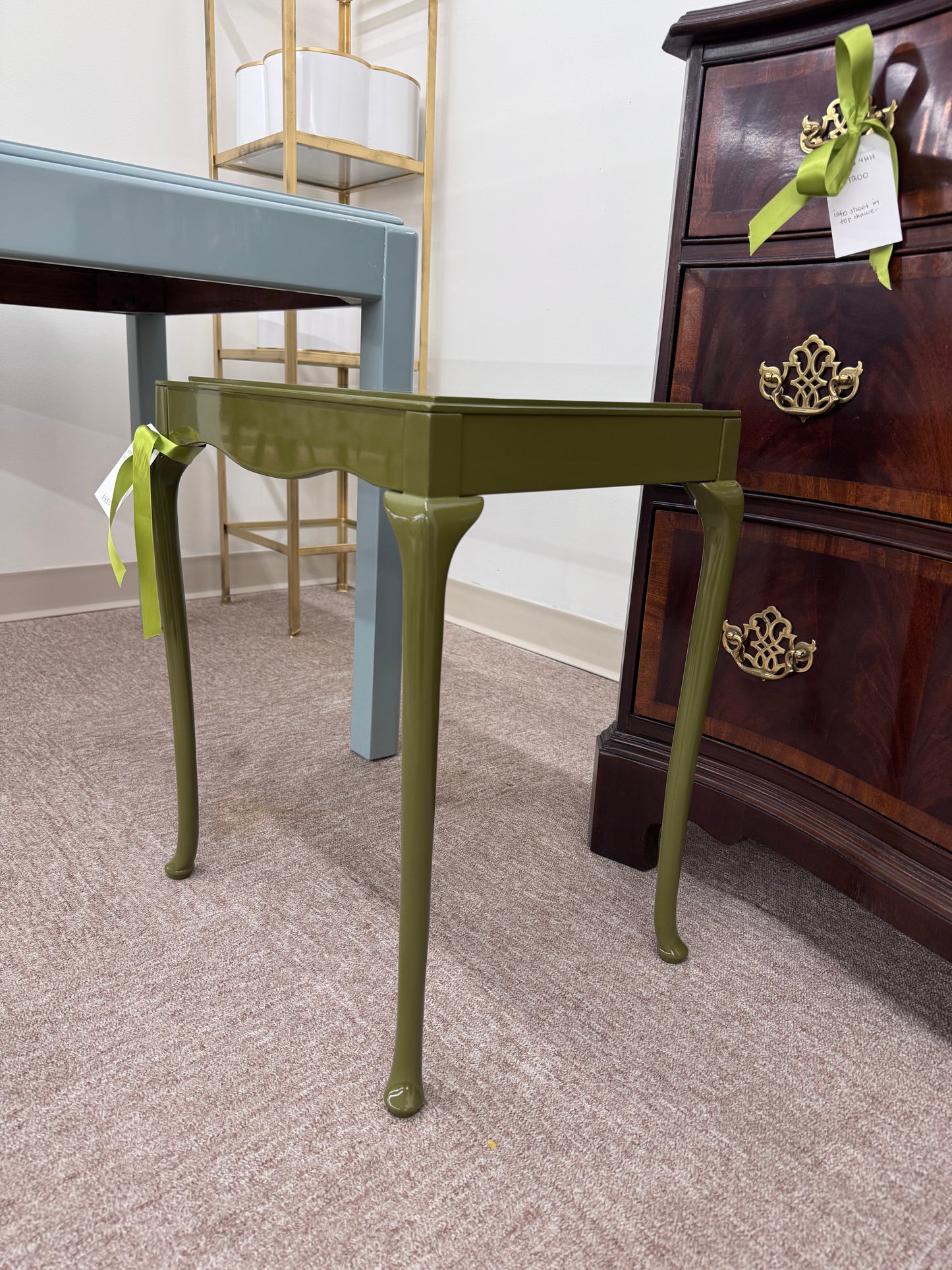 Olive green high gloss drink table